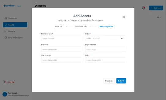 Add asset step 3: user assignment
