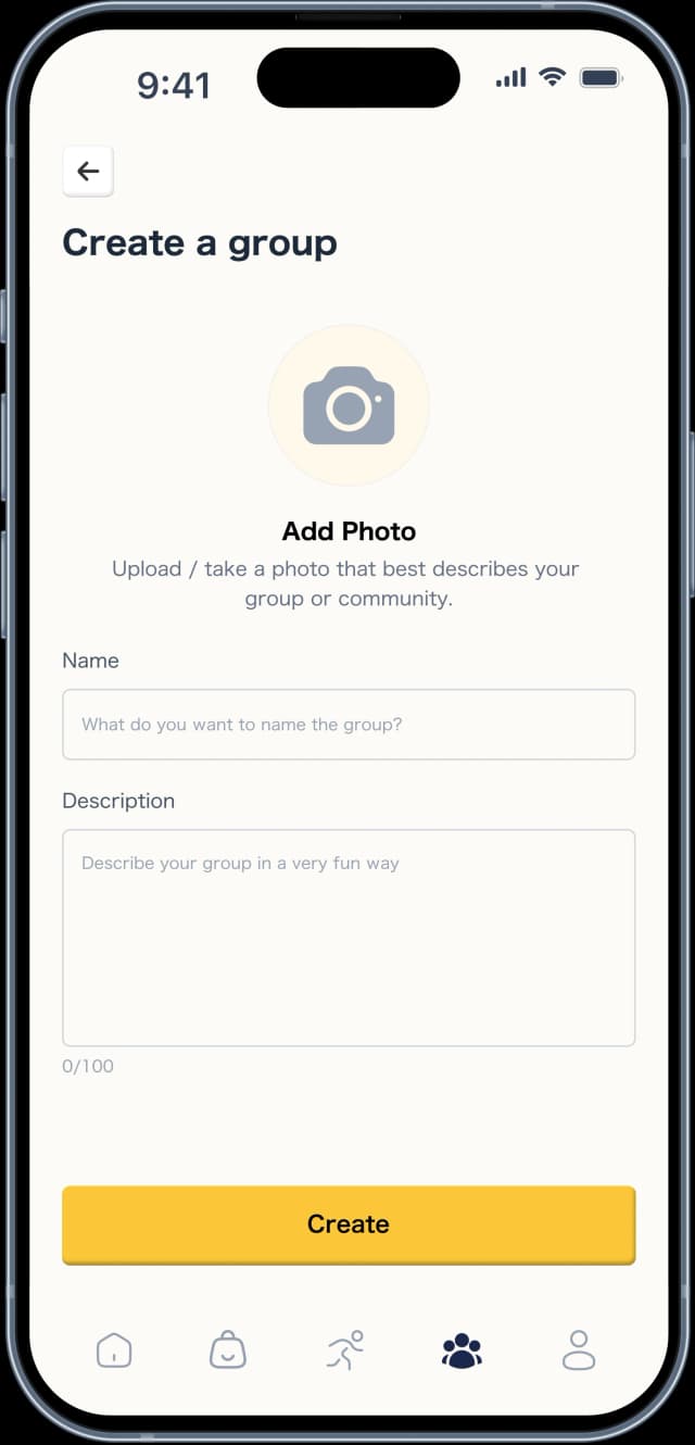 Add a group. (details, name & photo)
