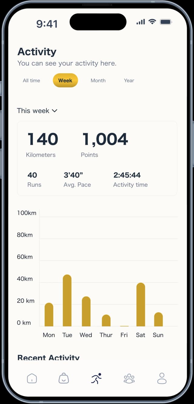Activity page that summarizes the runs of the individuals.