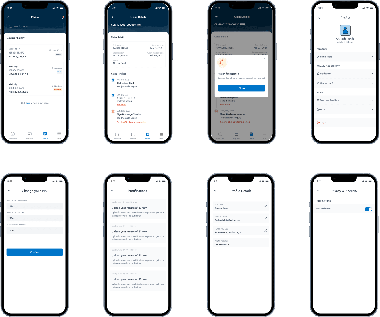 home page dashboard