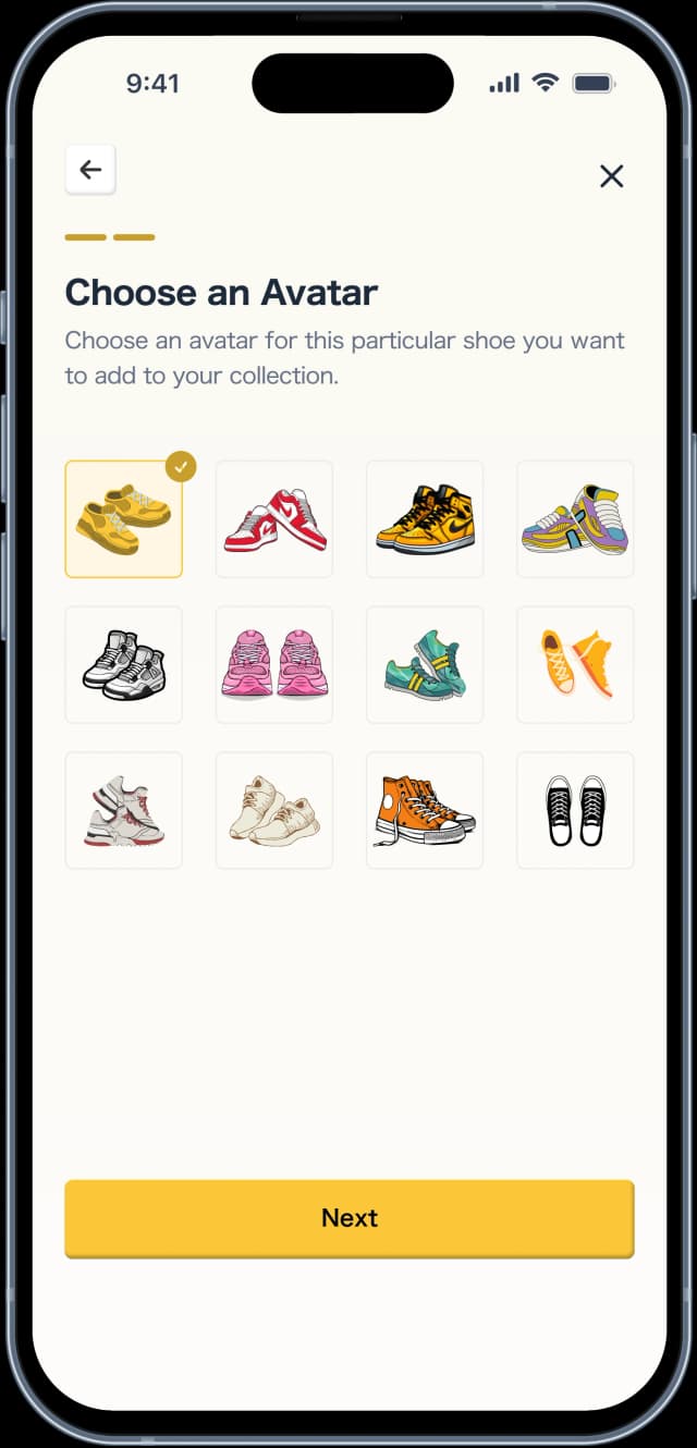 Choose an avatar for shoe
